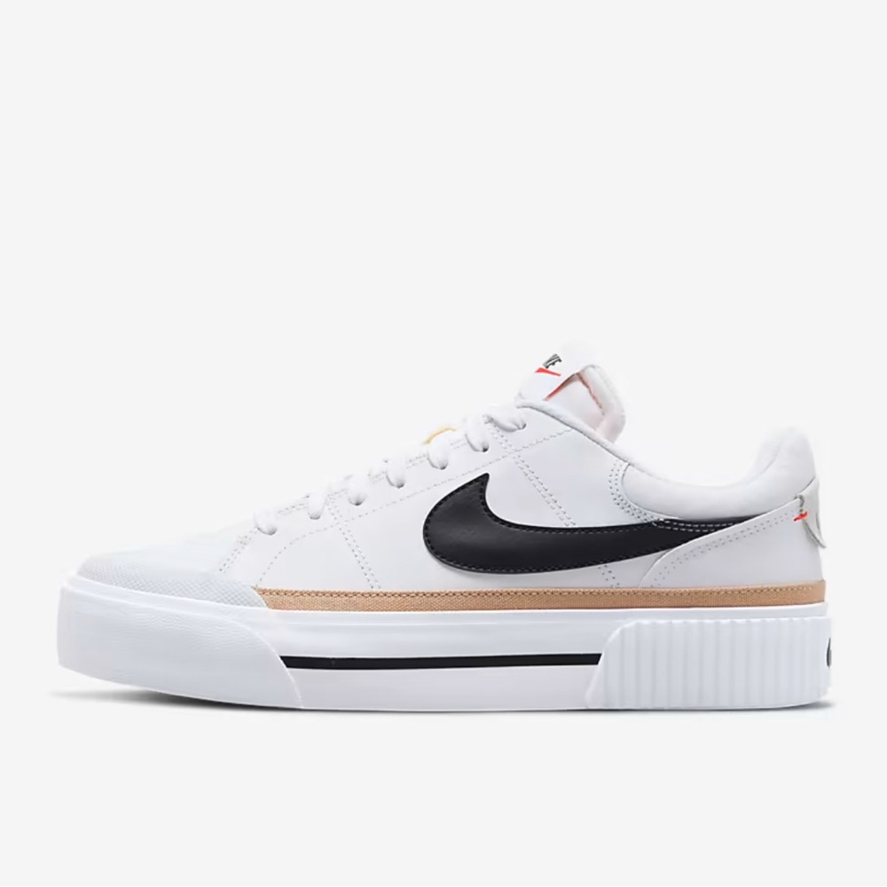 Nike Women's White and Black Platform Sneakers